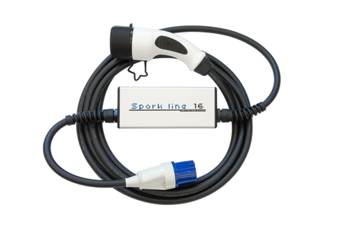 SPARK Line 16 — Schuko / CEE til type 2 — justerbar ladekabel 6/10/13/16A — 1-fas — 3,6 kW