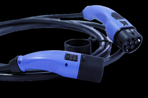 Tesla EVCharge — Laddkabel m/ knapp för laddningsport — Typ 2 till typ 2 laddkabel — 32A/3-fas — 22kW