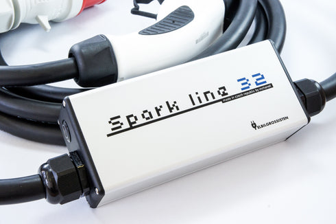 SPARK Red 32 — Rød CEE til type 2 — justerbar ladekabel 6A-32A — 32A / 3-fas — 22 kW