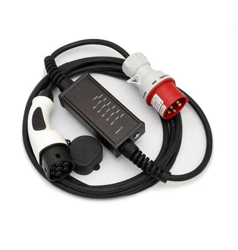 SPARK Red 16 — Rød CEE til type 2 — justerbar ladekabel 6A-16A — 16A / 3-fas — 11 kW