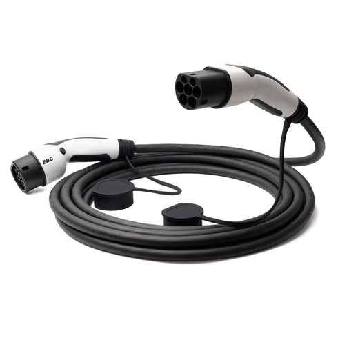 Tesla EVCharge — Laddkabel m/ knapp för laddningsport — Typ 2 till typ 2 laddkabel — 32A/3-fas — 22kW